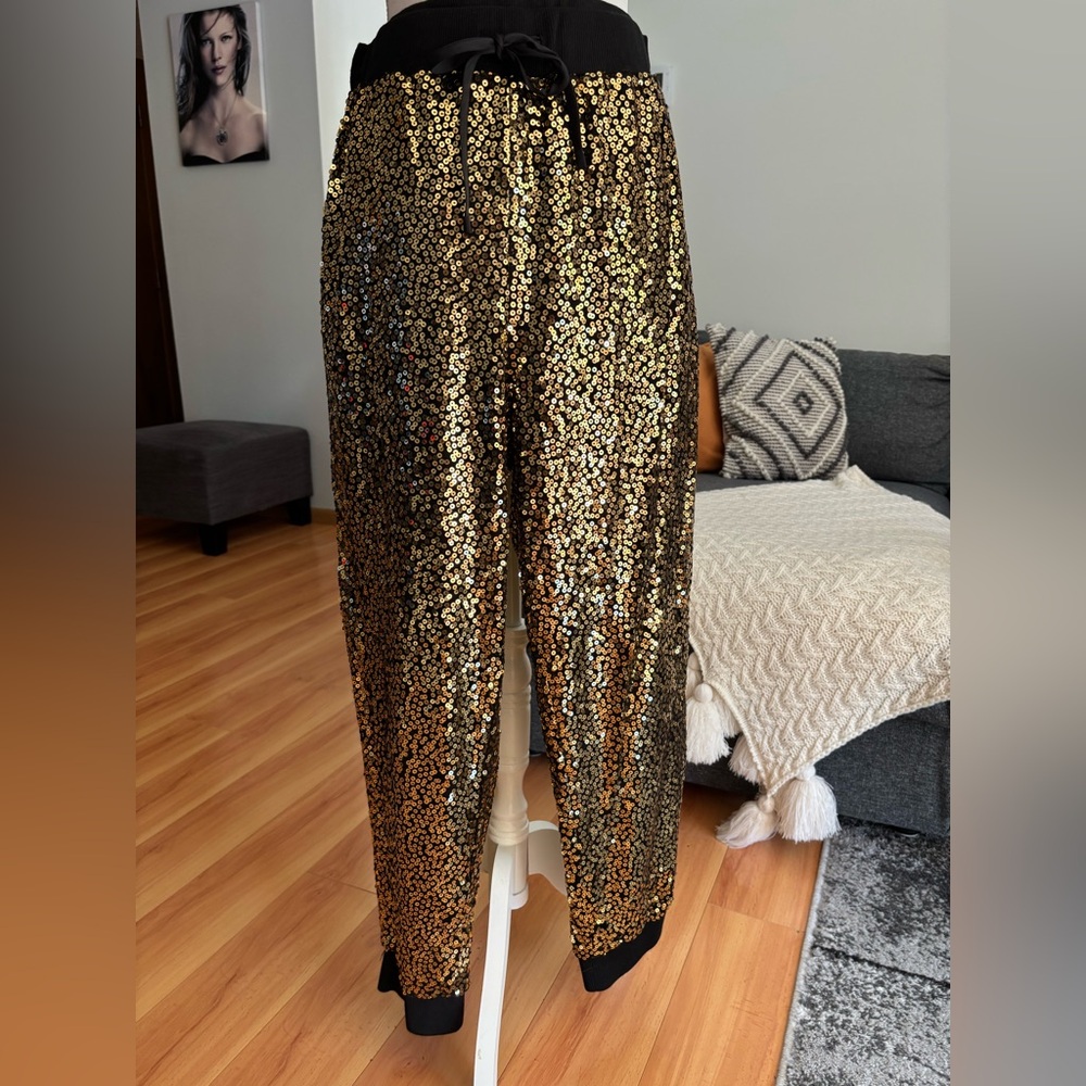 New York & Company Black and Gold Sequin Pants